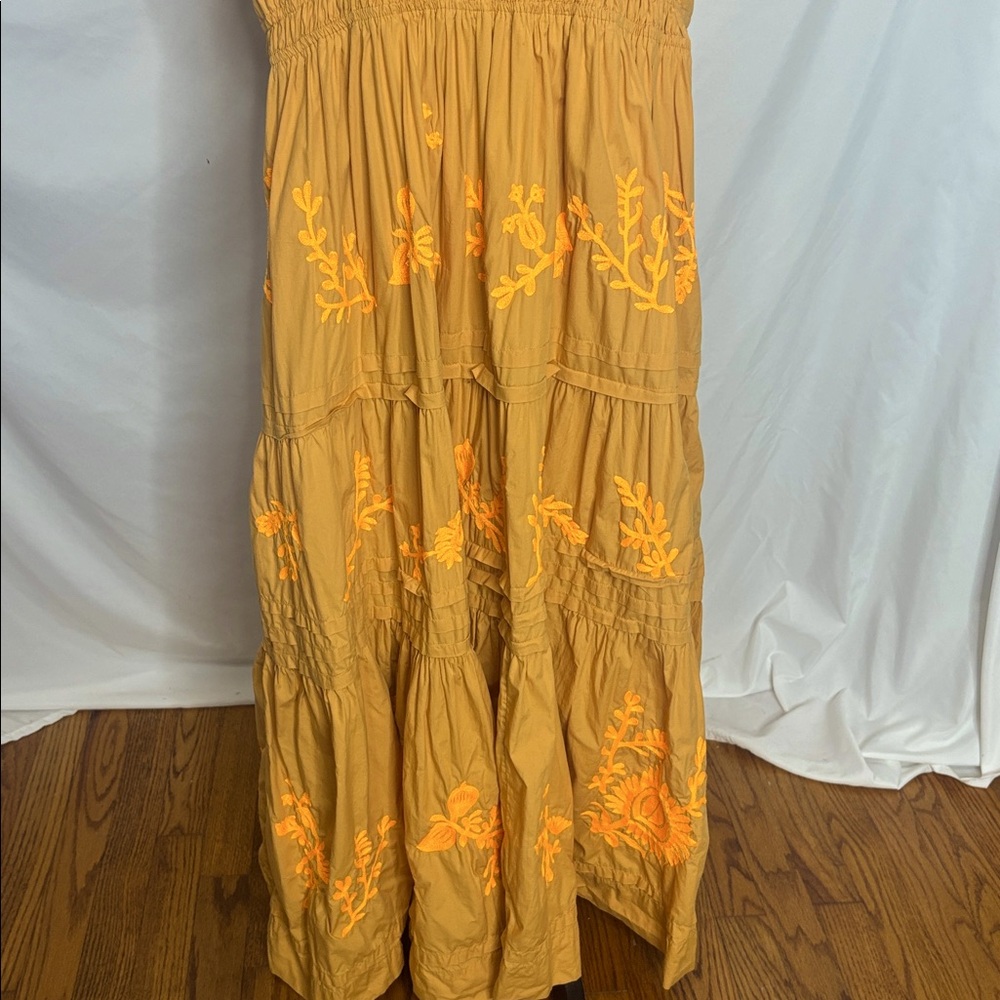 ANTHROPOLOGIE The Somerset Maxi Dress Embroidered Edition Orange - Picture 9 of 9